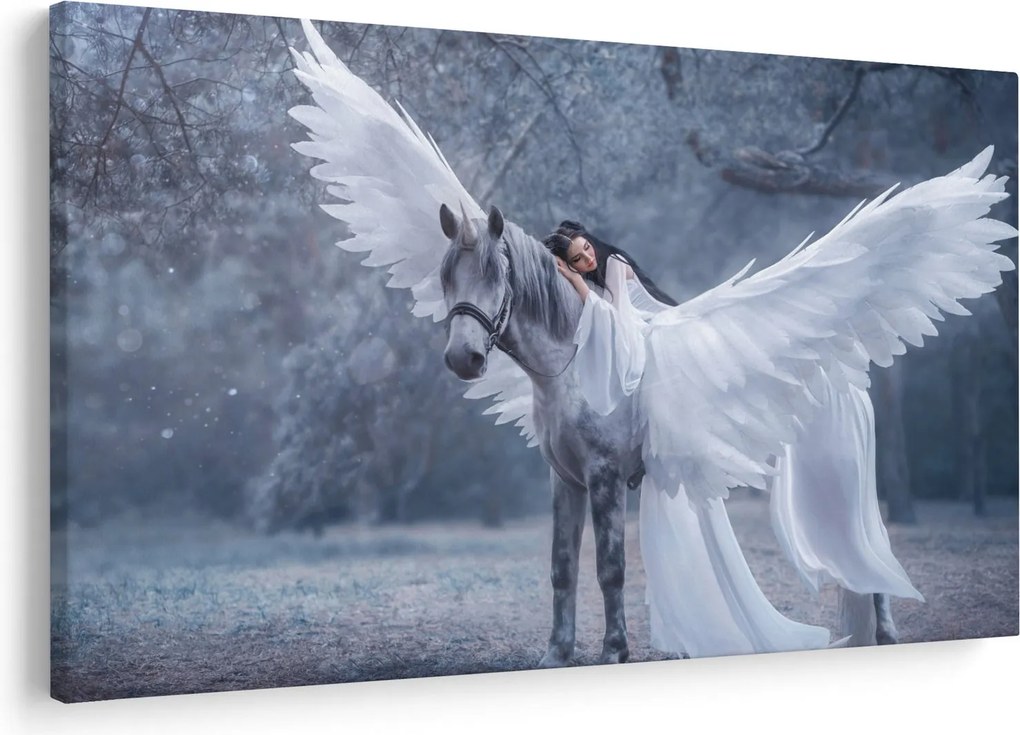 Tablou - Fata și unicorn (90x60 cm)