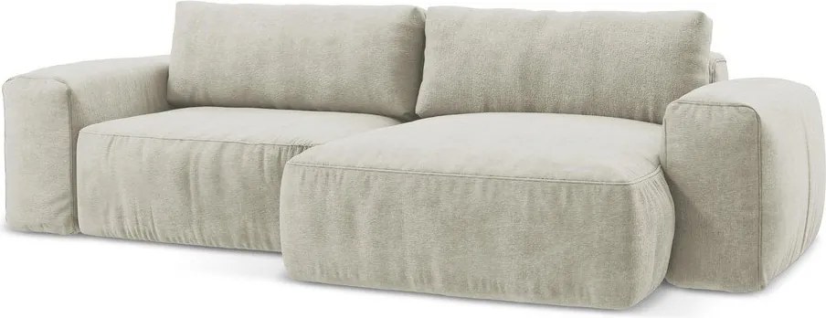 Colțar bej extensibil cu tapițerie din chenille (cu colț pe partea dreaptă/cu șezlong) Kuki – Makamii