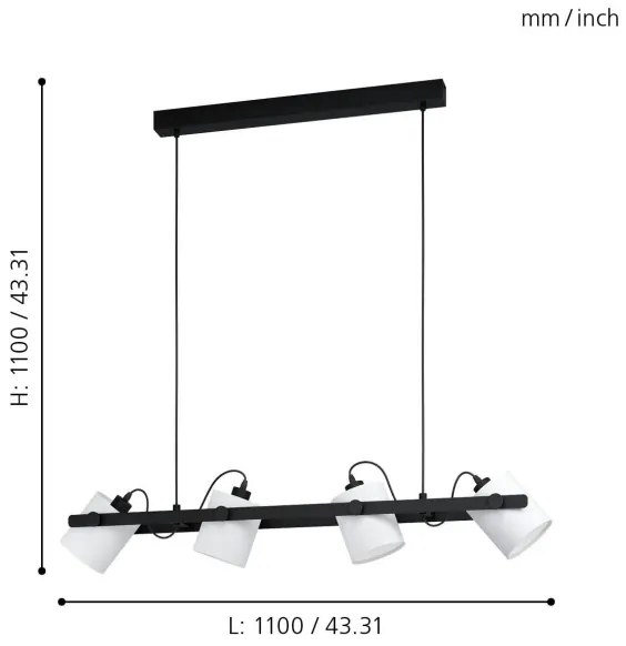 Eglo 43425 - Lustră pe cablu HORNWOOD 1 4xE27/28W/230V