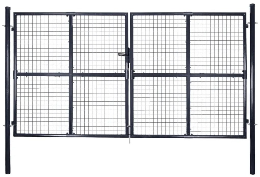 vidaXL Poartă din plasă de grădină, gri, 289x150 cm, oțel galvanizat