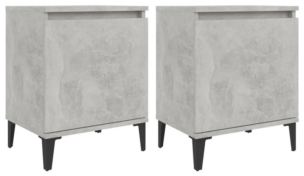805842 vidaXL Noptiere cu picioare metalice, gri beton, 40x30x50 cm