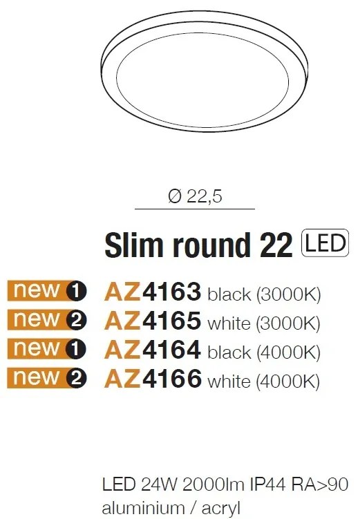 Spot LED pentru baie incastrat IP44 Slim 22 round 3000K alb