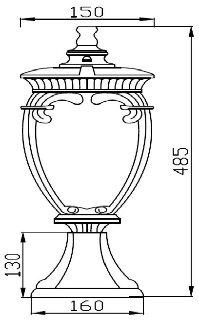 Stalp de exterior protectie IP44, Fleur H-48,5cm, bronz antic