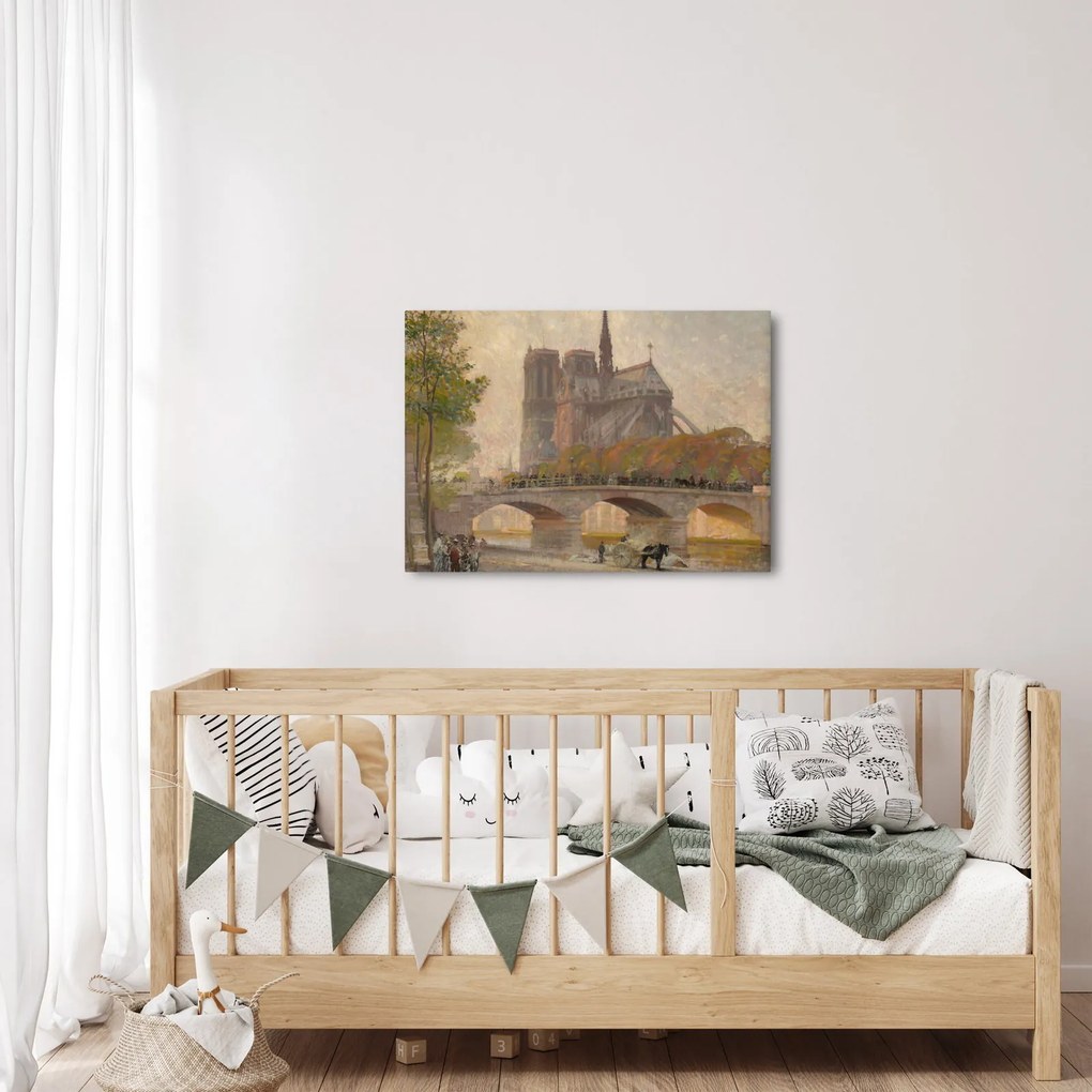 Tablou - Robert William Vonnoh, Notre Dame de Paris, reproducere (70x50 cm)