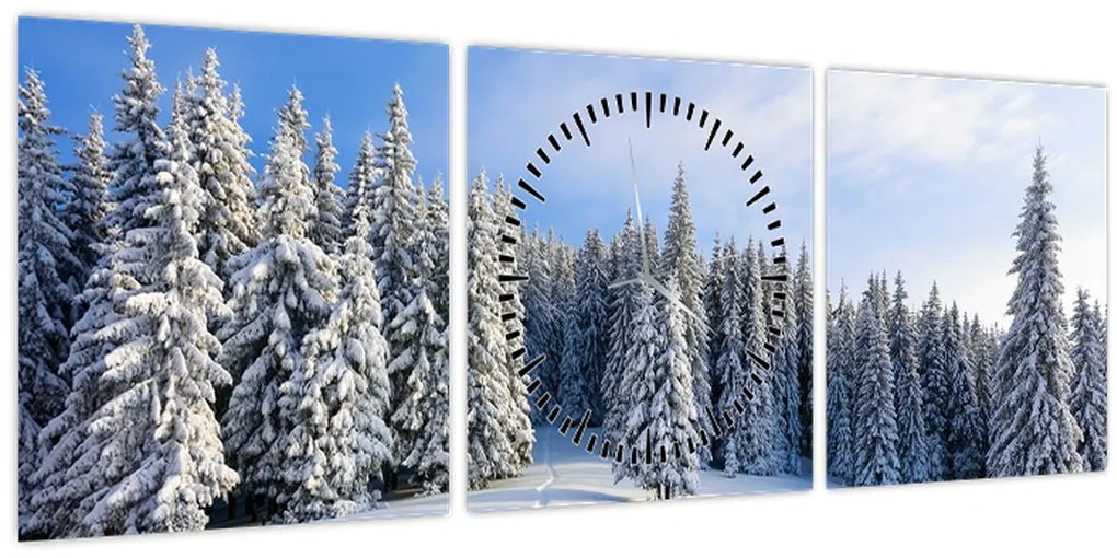 Tablou - Iarna in pădure (cu ceas) (90x30 cm)