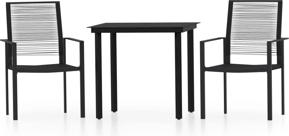 vidaXL Set mobilier de grădină, 3 piese, negru