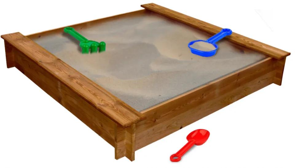 Cutie de nisip patrata pentru copii, lemn