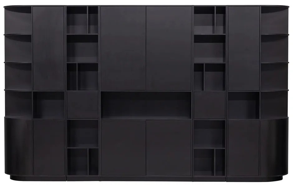 Bibliotecă modulară neagră din lemn masiv de pin 346x210 cm Finca – WOOOD