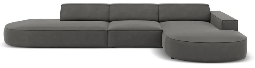 Colțar gri cu tapițerie din catifea (cu șezlong pe partea dreaptă) Jodie - Micadoni Home