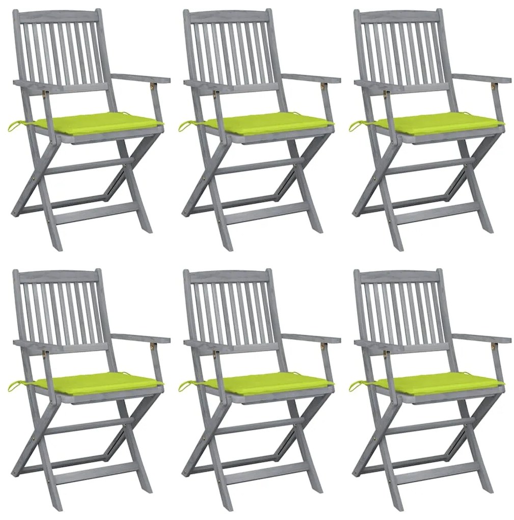 vidaXL Scaune pliante de exterior cu perne 6 buc. lemn masiv de acacia