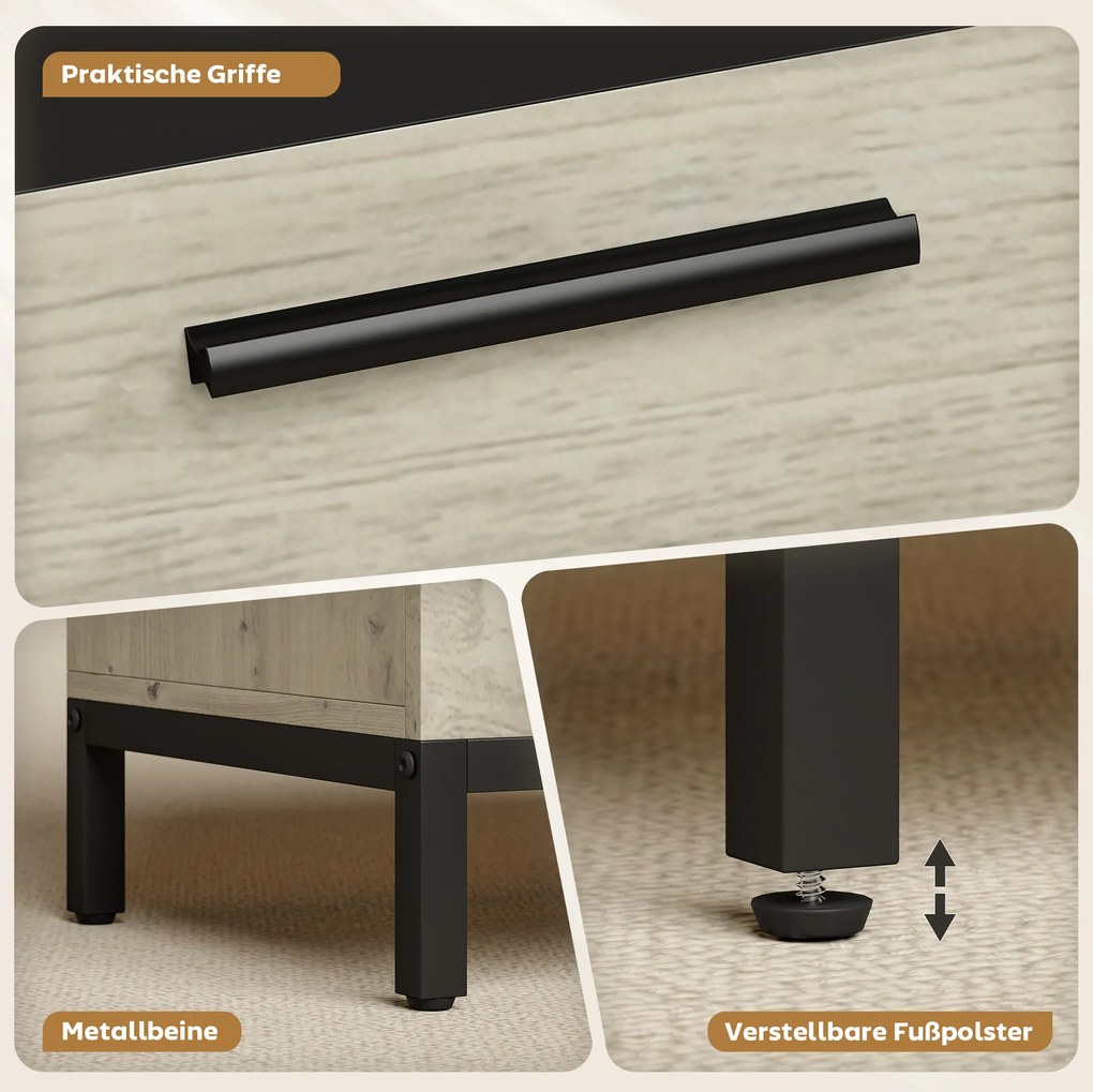 HOMCOM Birou-secretar industrial cu rafturi și cadru metalic 100 cm lemn natural și negru | Aosom Romania