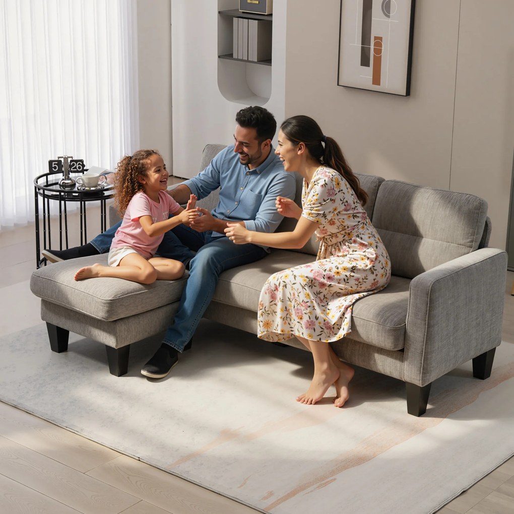 HOMCOM Canapea Colțar Extensibil cu Șezlong Reversibil, Pernă pentru Șezut și Spătar și 3 Locuri, 186x130x84 cm, Maro | Aosom Romania