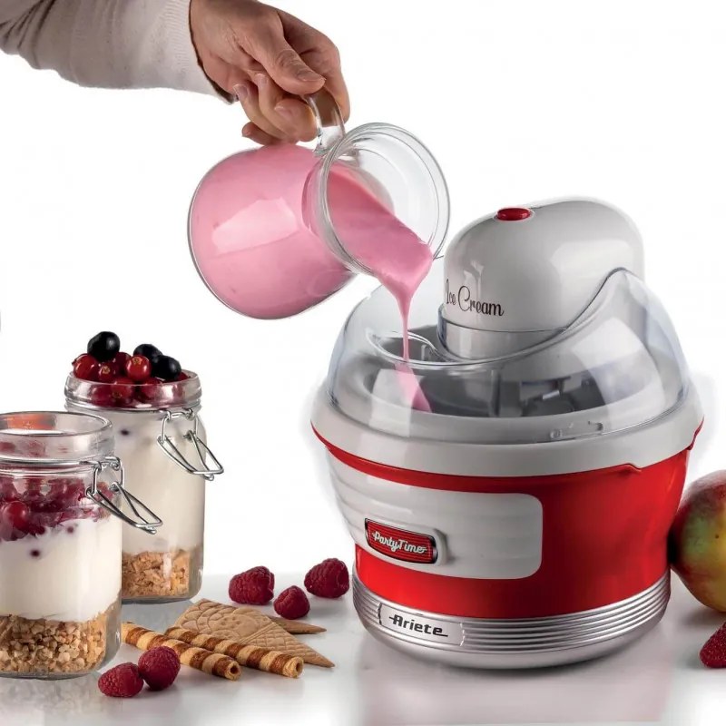 Aparat preparare inghetata Ariete PARTY TIME 0643/00, 12W, 1.5 L, 30 min, Bol mobil, Rosu
