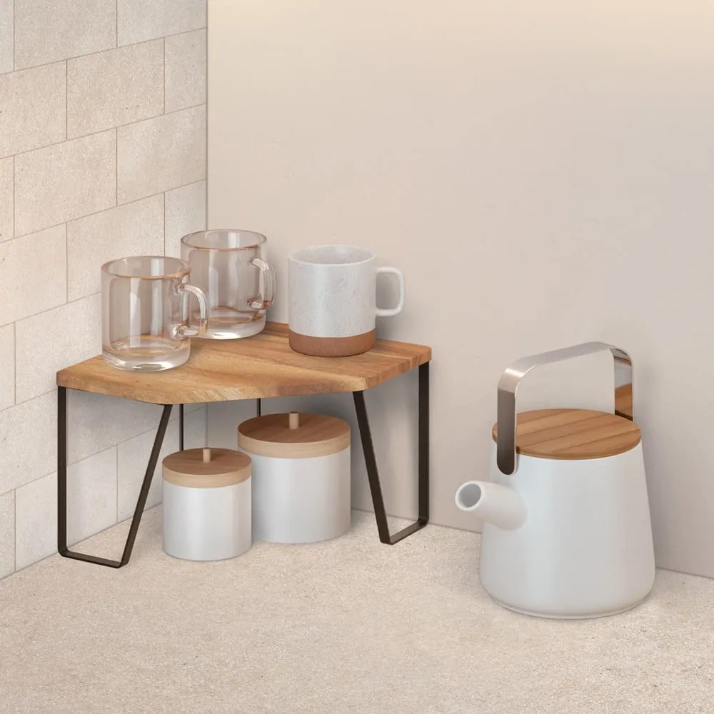 Raft suplimentar negru mat/în culoare naturală pentru colț din lemn 25x25 cm York – Metaltex