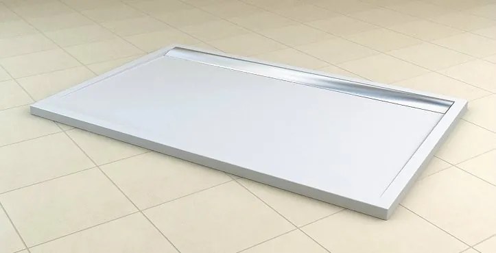 Cadita dus SanSwiss ILA WIA 90 x 140 cm slim din marmura compozita alb crom WIA901405004