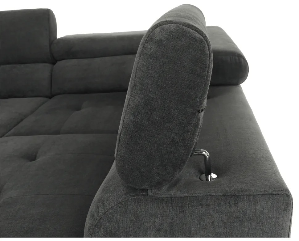 Colţar, piele ecologică gri-maro, model dreapta, BUTON P