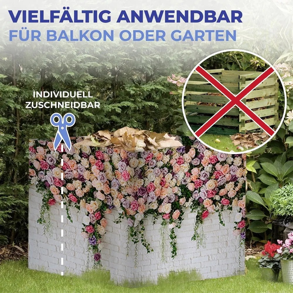 Paravan pentru balcon roz/gri 500x85 cm Roses - Maximex