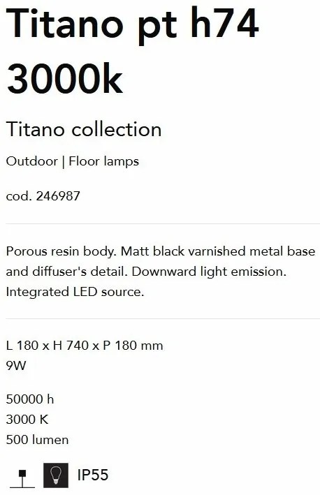 Stalp de exterior cu protectie IP55 Titano pt h74 3000k