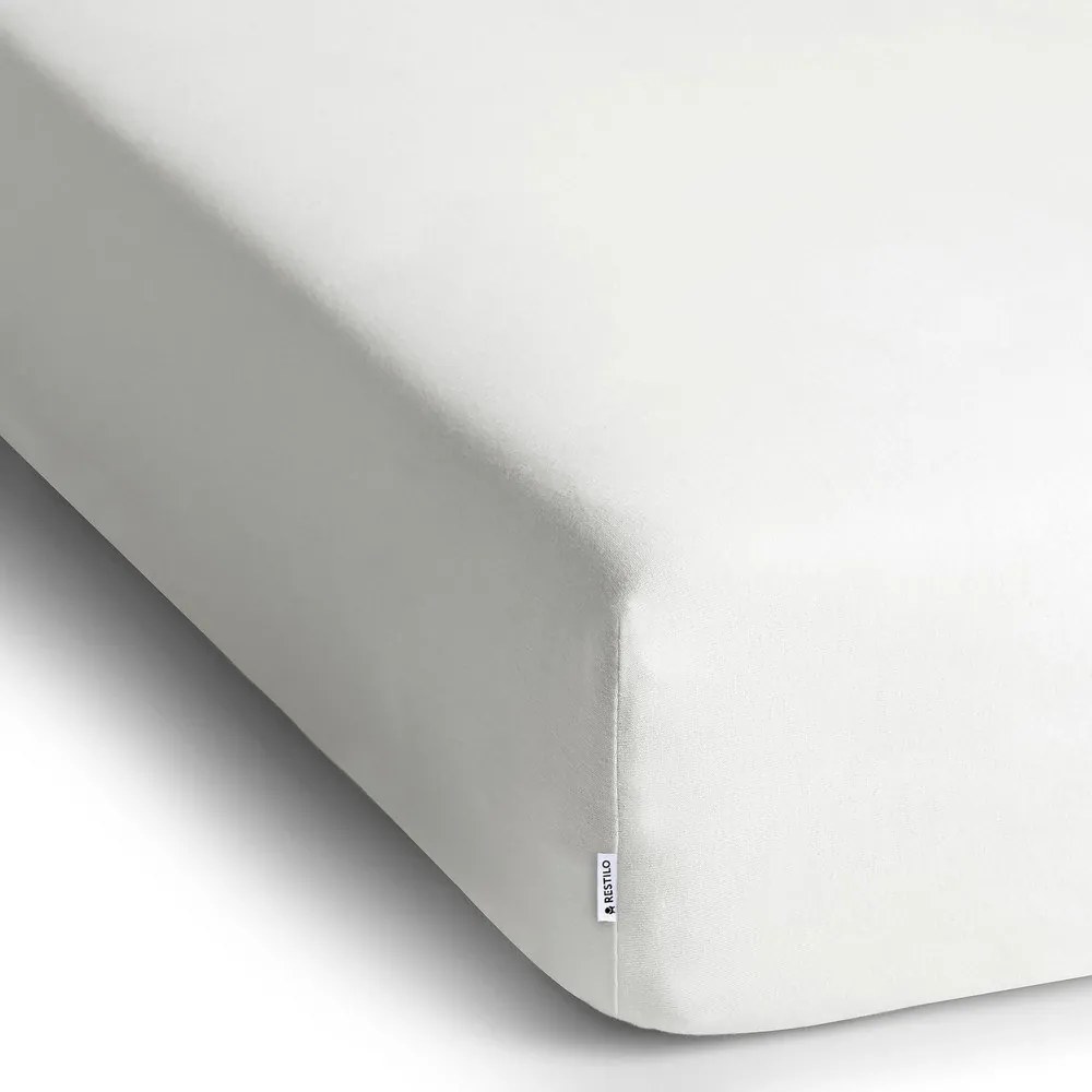 Cearceaf alb din jerseu cu elastic 200x200 cm Amber – Restilo