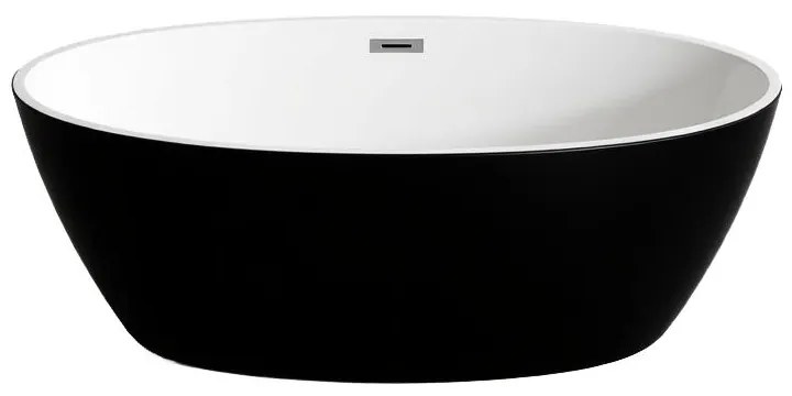 OVAL Cadă de baie freestanding, alb-negru, 180x80x58 cm