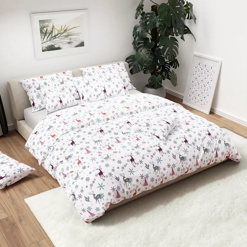 Lenjerie de pat bumbac SCANDINAVIA X-MAS alb Dimensiune lenjerie de pat: 70 x 90 cm | 140 x 200 cm