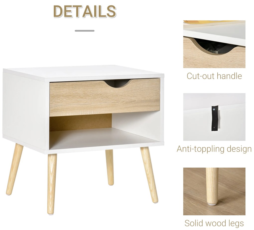 HOMCOM Noptiere Moderne cu Sertar și Raft, Design Modern și Funcțional, Ideal pentru Cameră de Dormit, Albastru | Aosom Romania