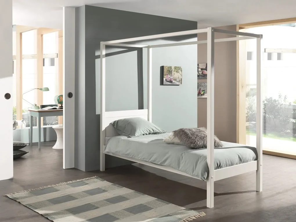 PINO PAT CU BALDACHIN 90 X 200 CM ALB