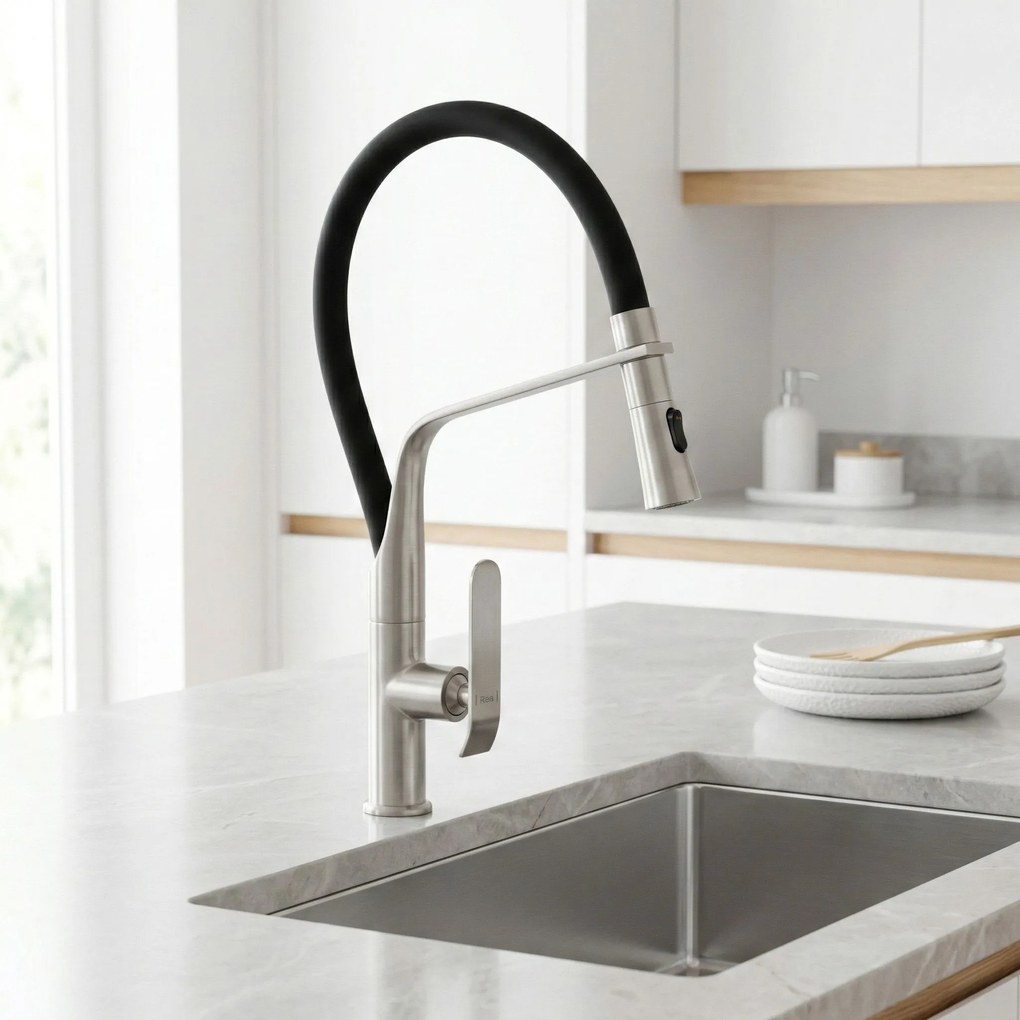 Baterie de bucătărie Rea Castor  Brush Nickel