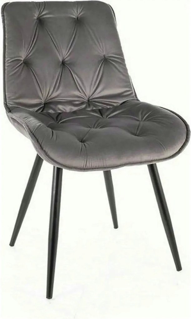 Scaun CHERRY II, gri/negru, stofa catifelata/metal, 53x43x88 cm