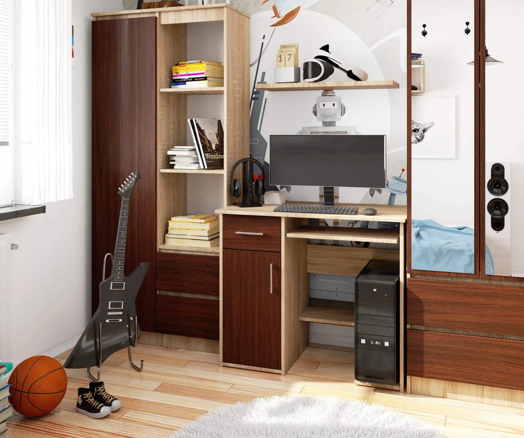 Masă PC Jaloms (Stejar sonoma + wenge). 1069701