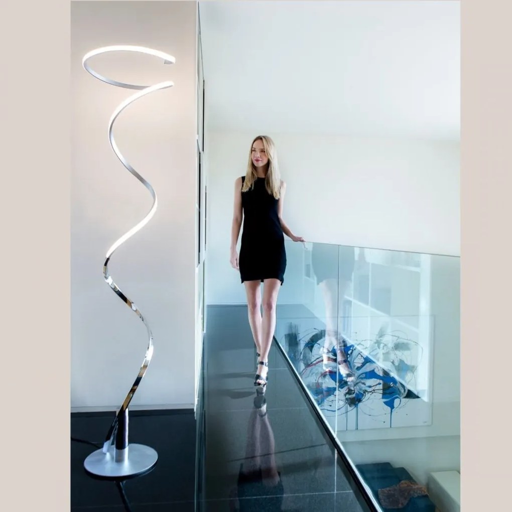 Lampadar LED dimabil design modern decorativ HELIX crom