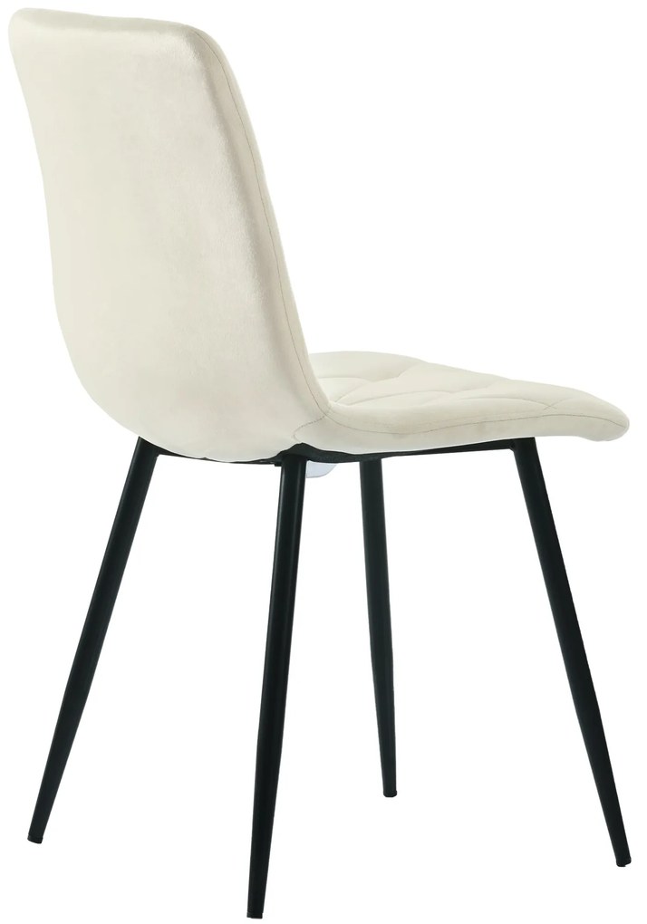 Set de 4 scaune tapițate în catifea twill pentru sala de mese cu spătar, structură din metal, 45x40x86 cm, Bej