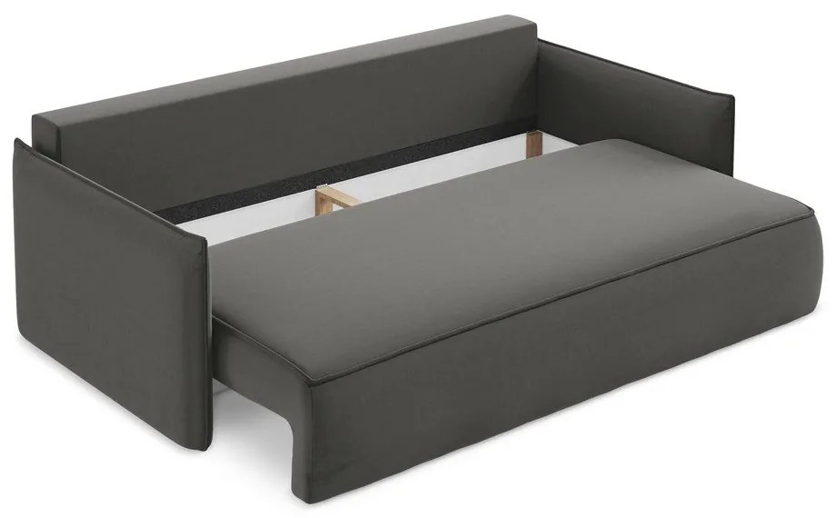Canapea gri închis extensibilă/cu spațiu de depozitare cu tapițerie din catifea 225 cm Hula – Makamii