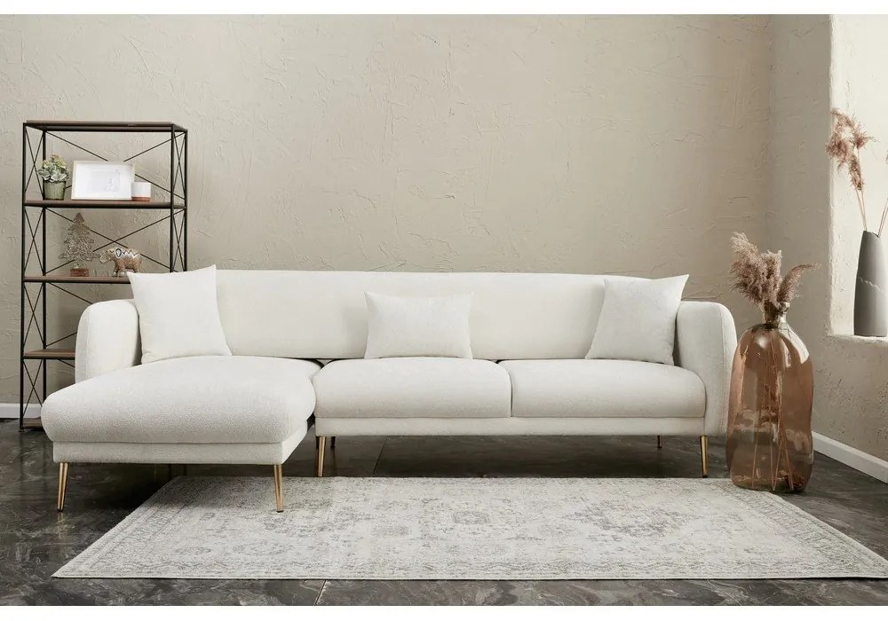 Colțar alb (cu colț pe partea stângă/cu șezlong) Simena – Balcab Home