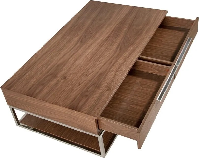 Masuta de cafea moderna design LUX Walnut and Chrome