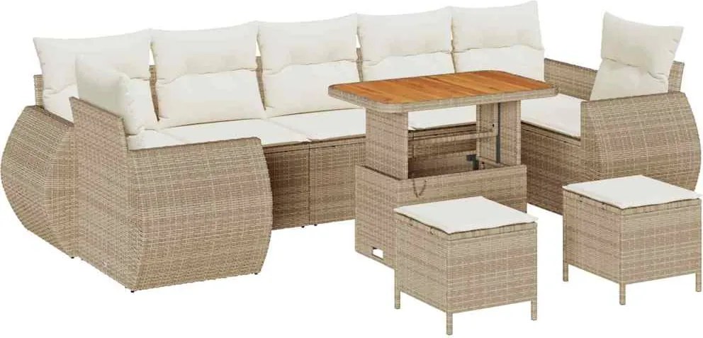 vidaXL Set de canapele pentru grădină 10 pcs Bej poliratan