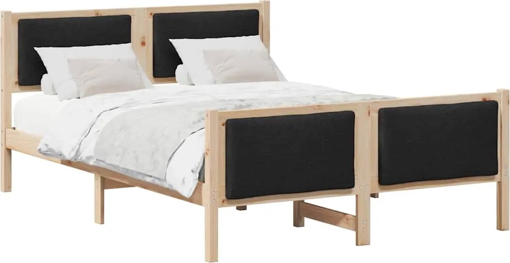 vidaXL Cadru de pat cu headboard Negru 140 x 190 cm țesătură