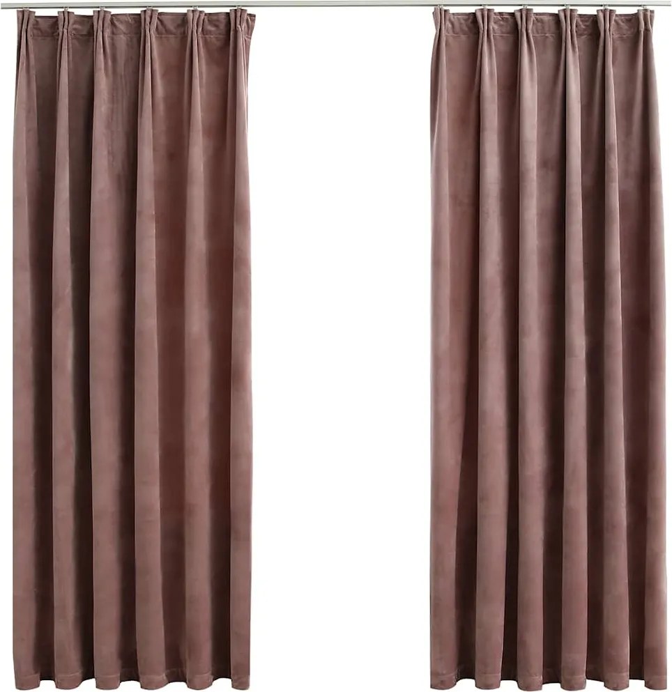 vidaXL Draperii opace 2 buc. roz antichizat 140x175 cm catifea cârlige