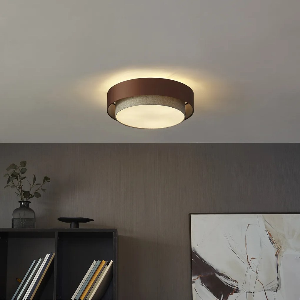 Plafonieră modernă bronz închis cu taupe 50cm 3 lumini - Drum Duo