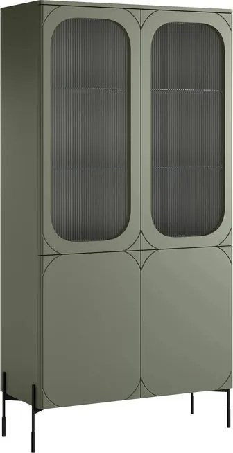 Vitrină cu patru uși Sonatia 100 cm - verde măsliniu