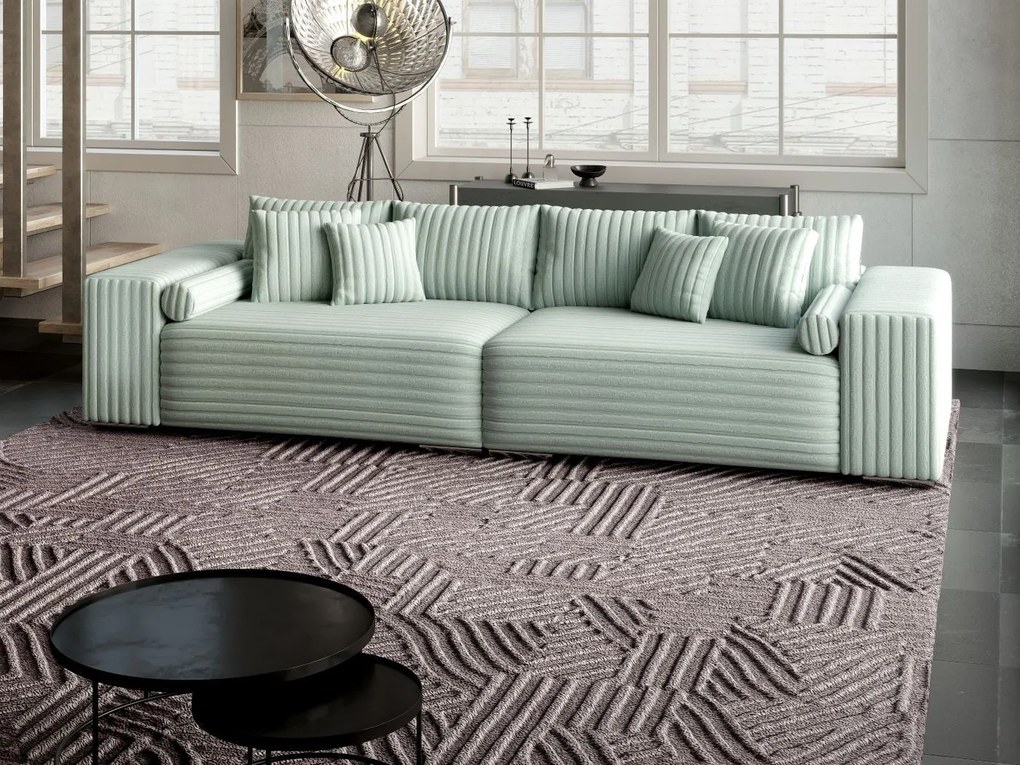 Canapea extensibilă dumonde cu ladă de depozitare si sezut confortabil din spuma high-density, Marbela Ambience Mint XXL 295x100 cm