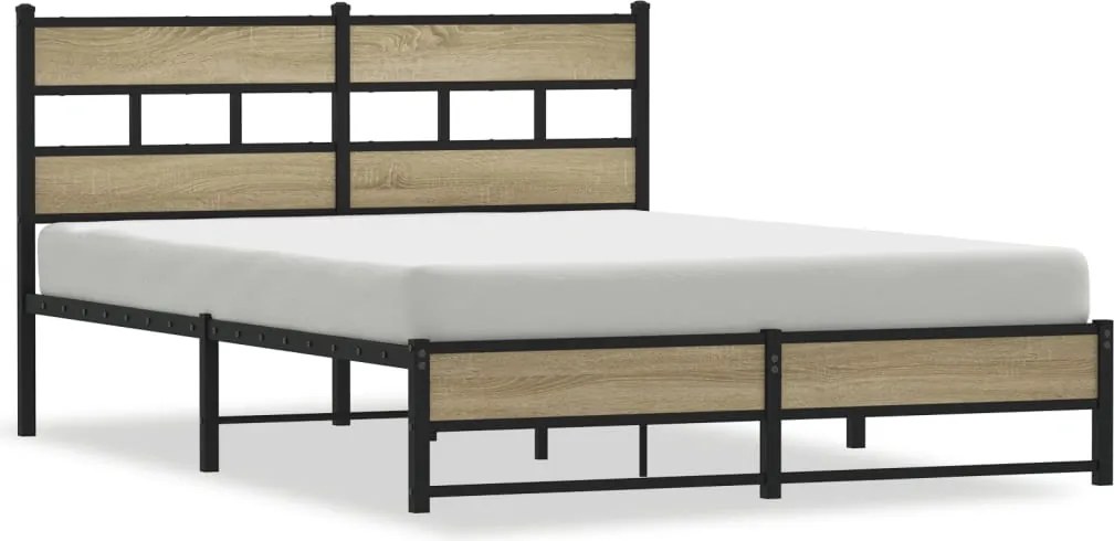 vidaXL Cadru de pat metalic fără saltea, stejar sonoma, 160x200 cm