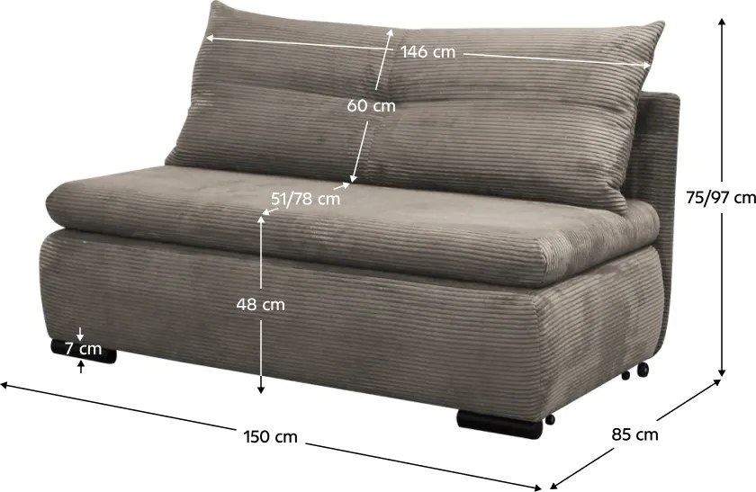 Fotoliu extensibil, gri-bej Taupe, KENY 2R