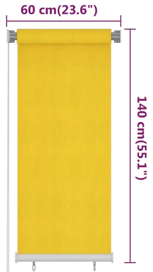 Jaluzea tip rulou de exterior, galben, 60x140 cm, HDPE Galben, 60 x 140 cm