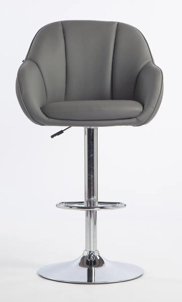 HR2055W Scaun Gri din Piele Ecologica cu Bază Cromata