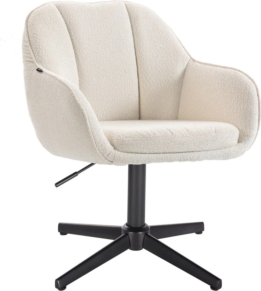 HR2055CROSS Scaun Crem din Boucle cu Bază Neagră