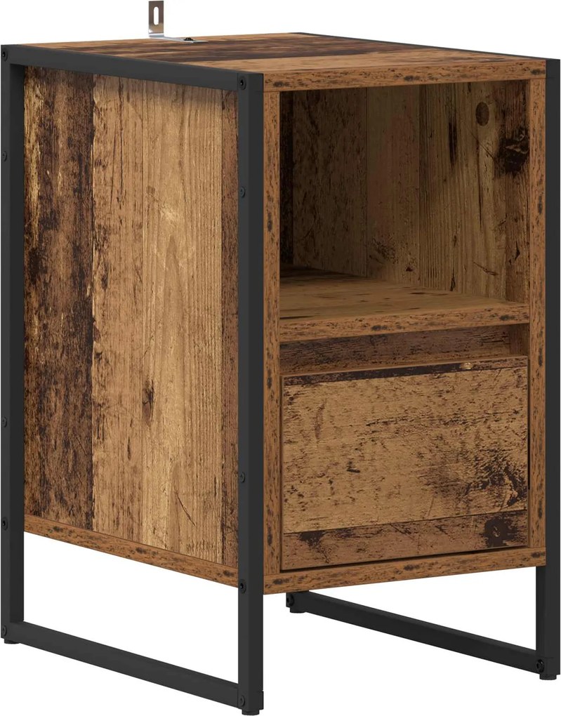 vidaXL Noptieră cu sertar Lemn Vechi 39,5 x 30 x 50 cm Lemn compozit