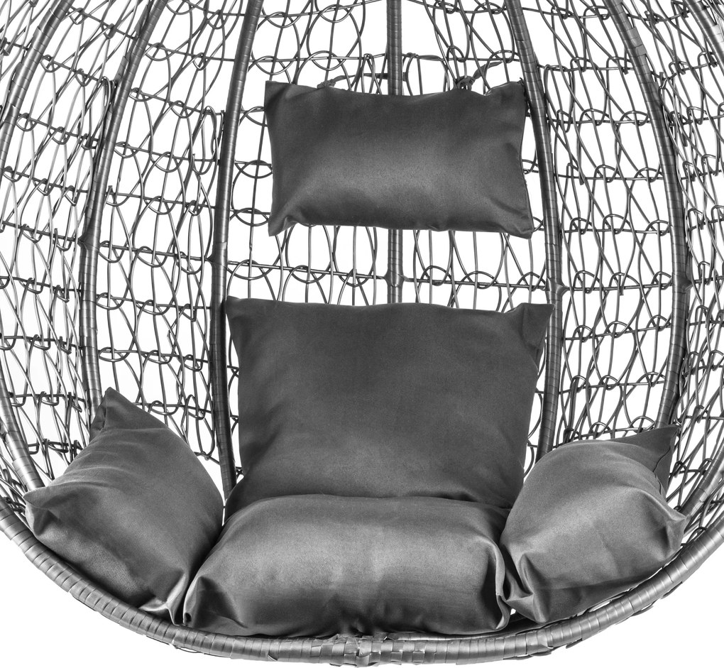 Scaun suspendat gri KOKON cu suport, perna gri