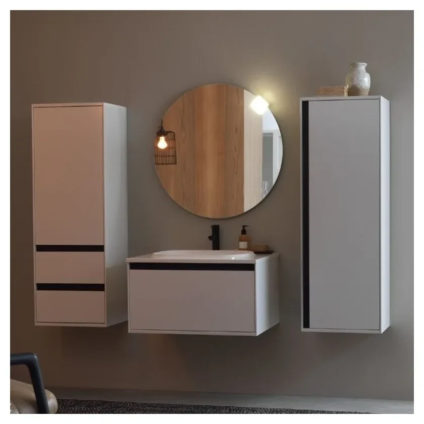 Dulap inalt suspendat cu usa si sertare KolpaSan Pandora mdf alb 130x45 cm