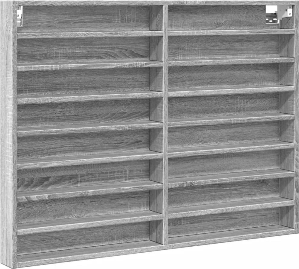 vidaXL Dulap cu vitrină, sonoma gri, 100x8,5x75 cm, lemn prelucrat
